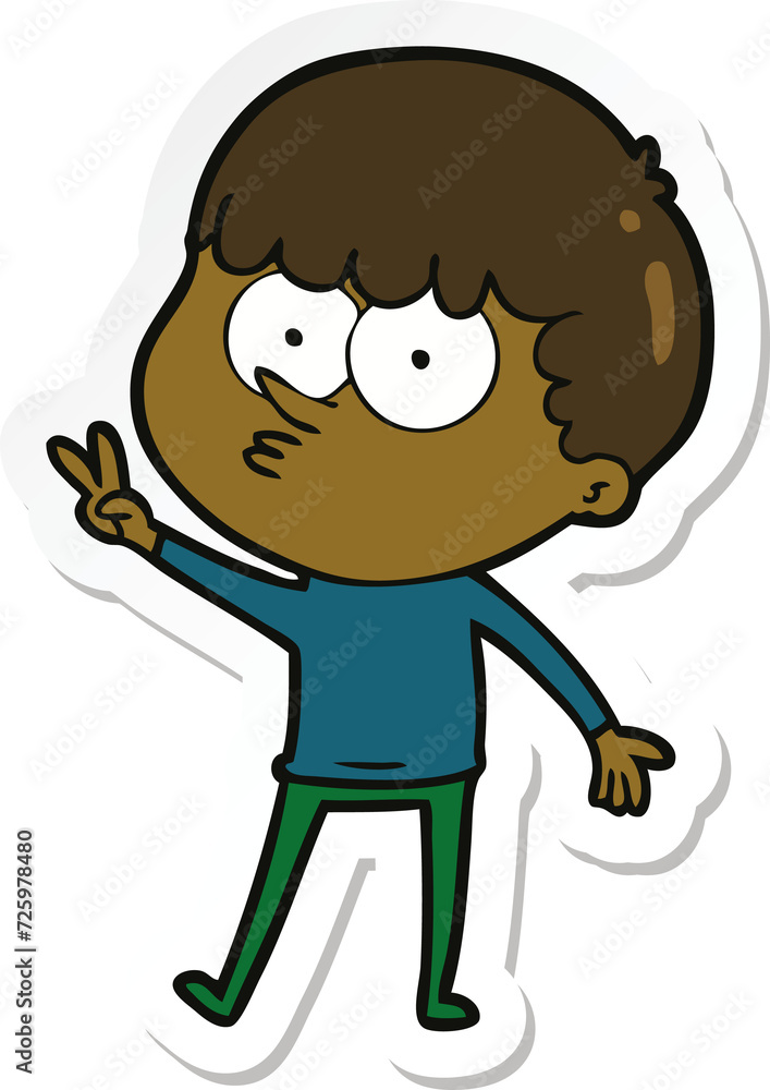 sticker of a cartoon curious boy dancing