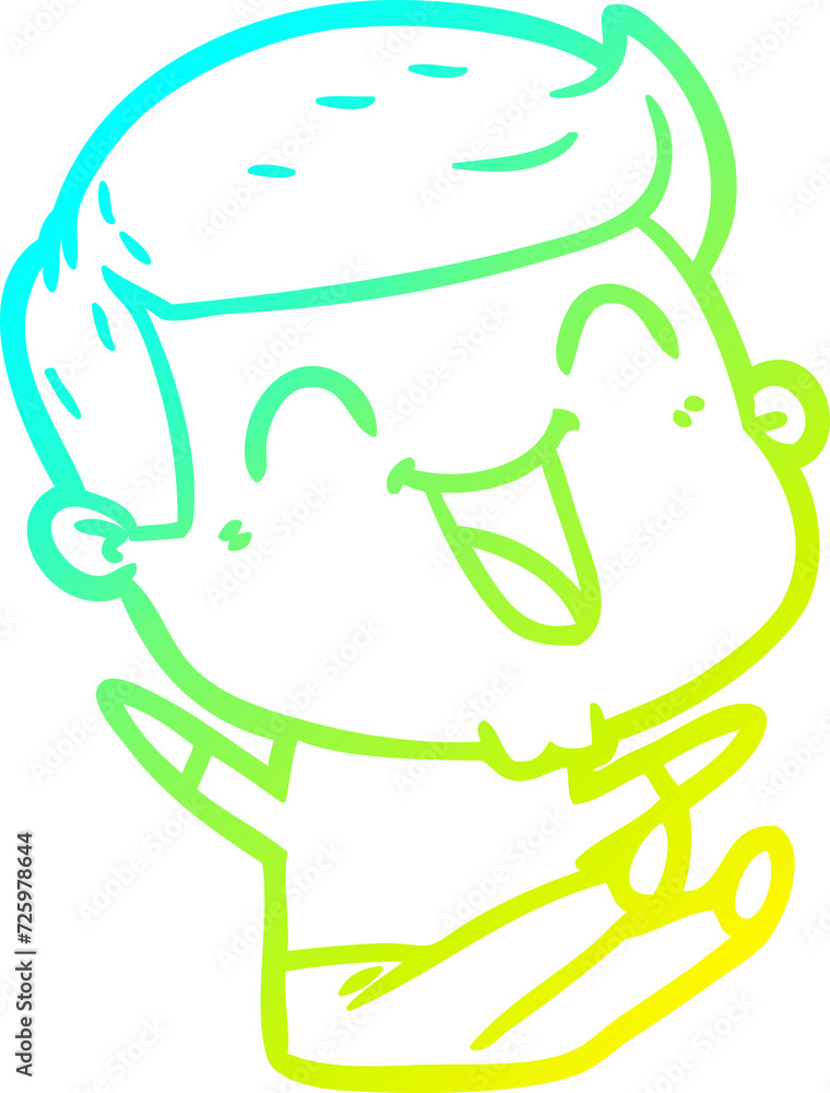 cold gradient line drawing cartoon man laughing