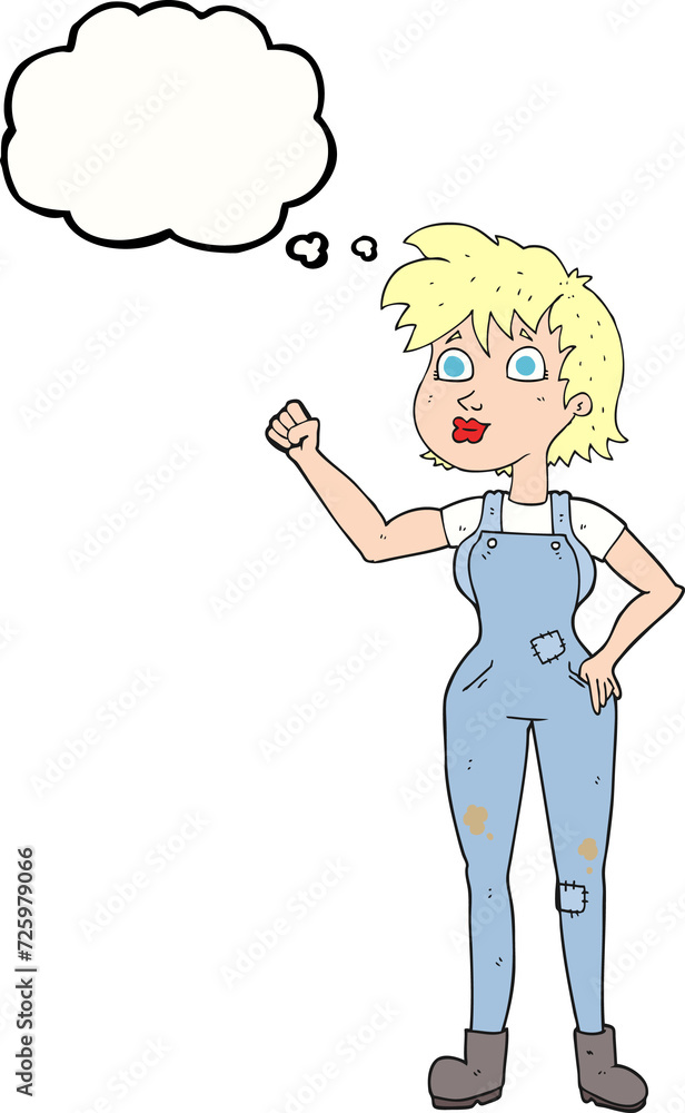 thought bubble cartoon confident farmer woman thought bubble cartoon confident farmer woman