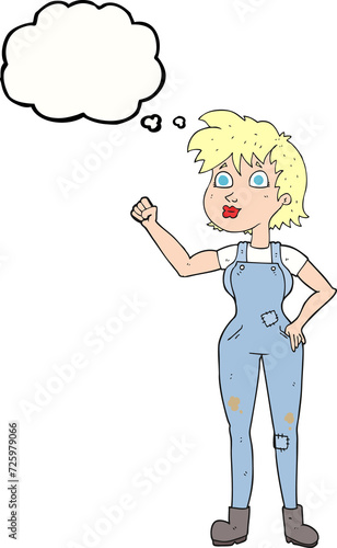 thought bubble cartoon confident farmer woman