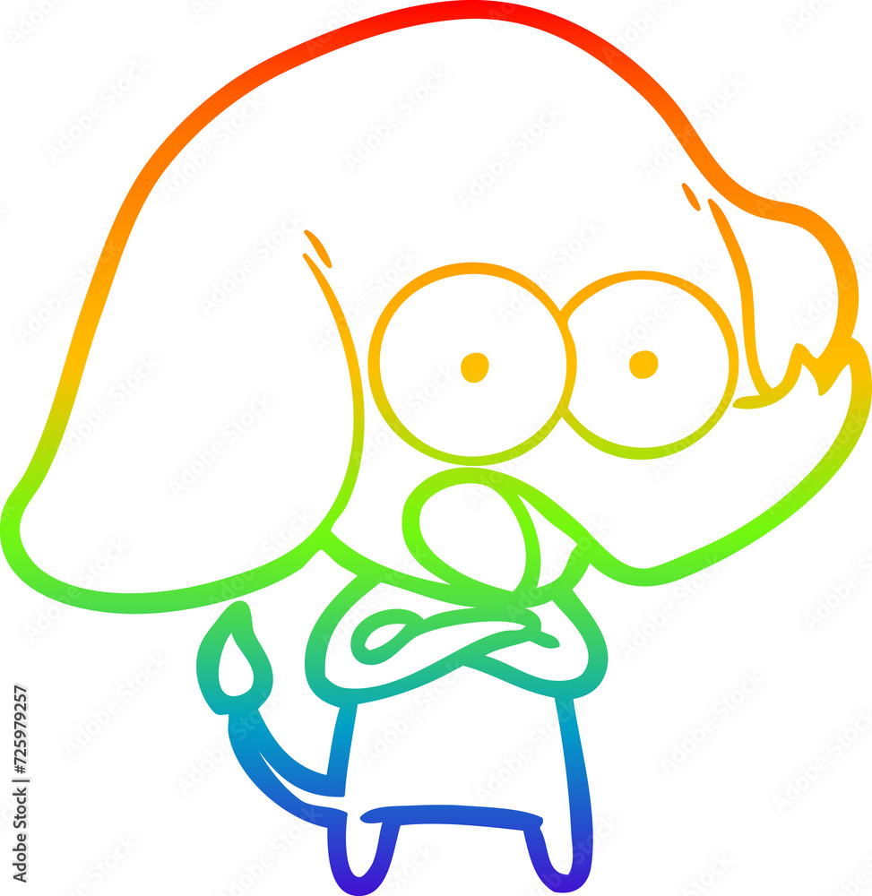 Obraz premium rainbow gradient line drawing cute cartoon elephant
