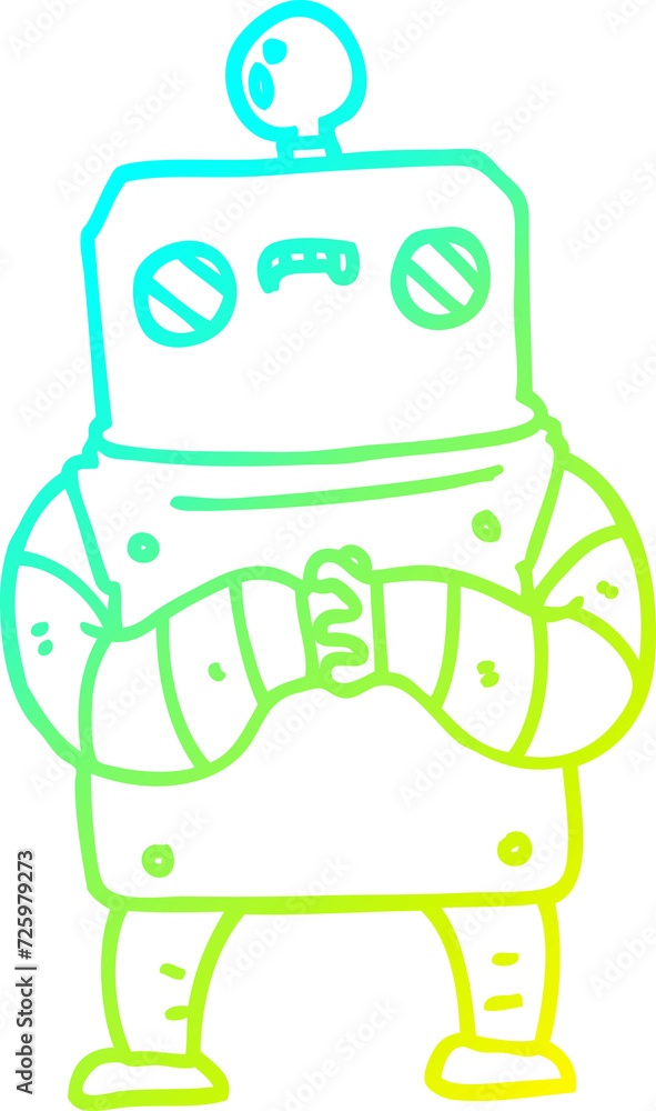 cold gradient line drawing cartoon robot cold gradient line drawing cartoon robot