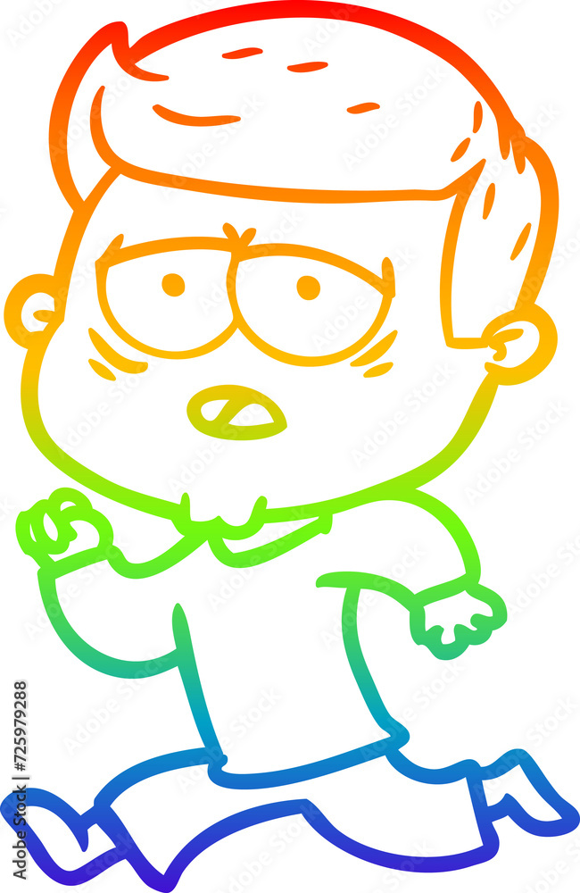 rainbow gradient line drawing cartoon tired man rainbow gradient line drawing cartoon tired man