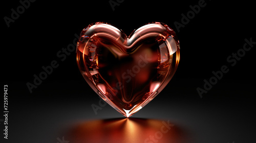 A captivating 3D heart icon glowing brightly  floating in space against a sleek black background. Perfect for Valentine s Day  wedding invitations  or conveying love and affection in graphic