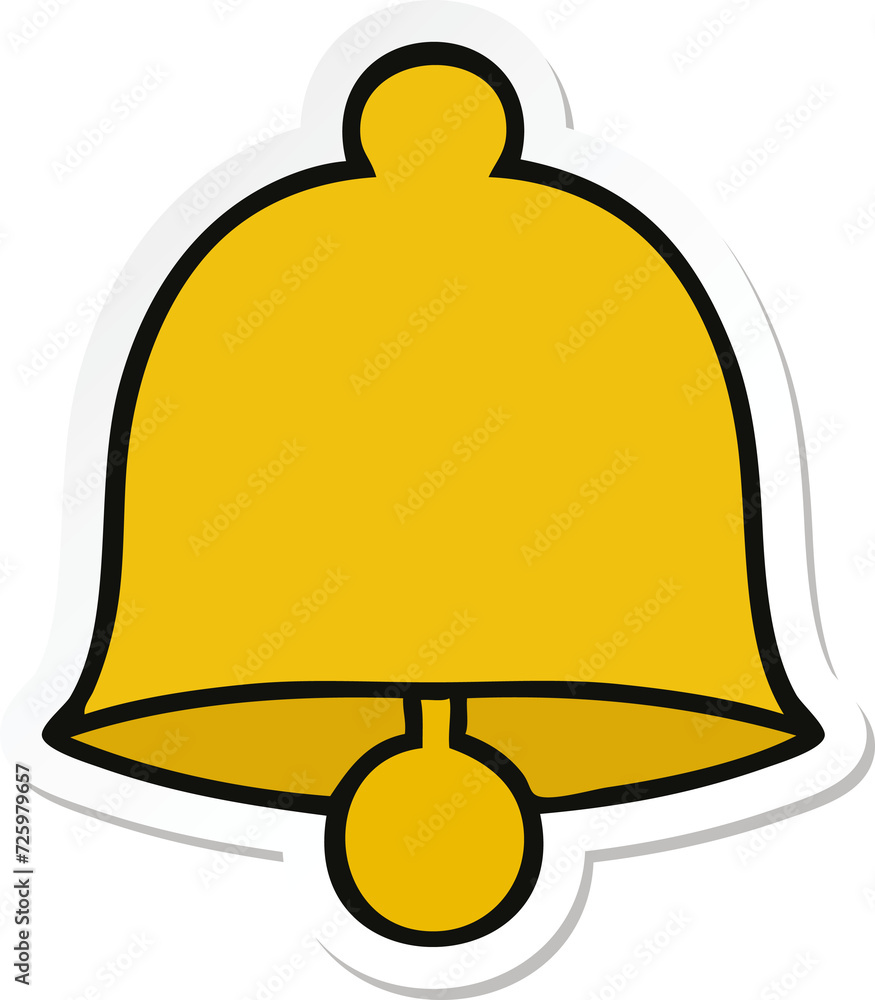 Fototapeta premium sticker of a cute cartoon brass bell