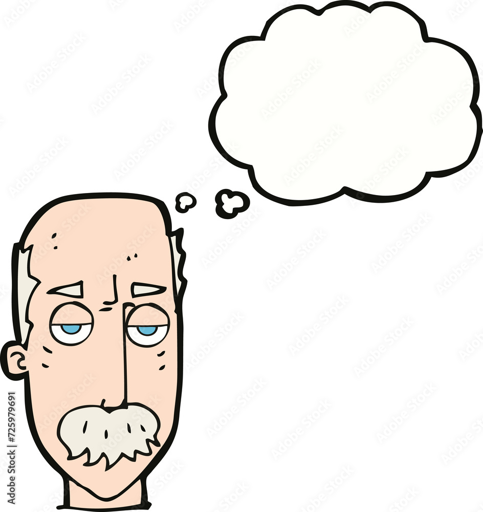 cartoon bored old man with thought bubble cartoon bored old man with thought bubble
