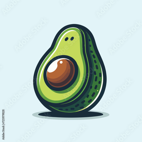 Avocado Half with Pit Vector Illustration