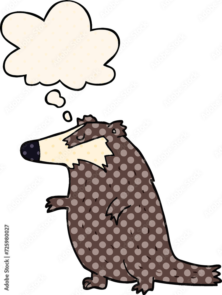 Obraz premium cartoon badger and thought bubble in comic book style