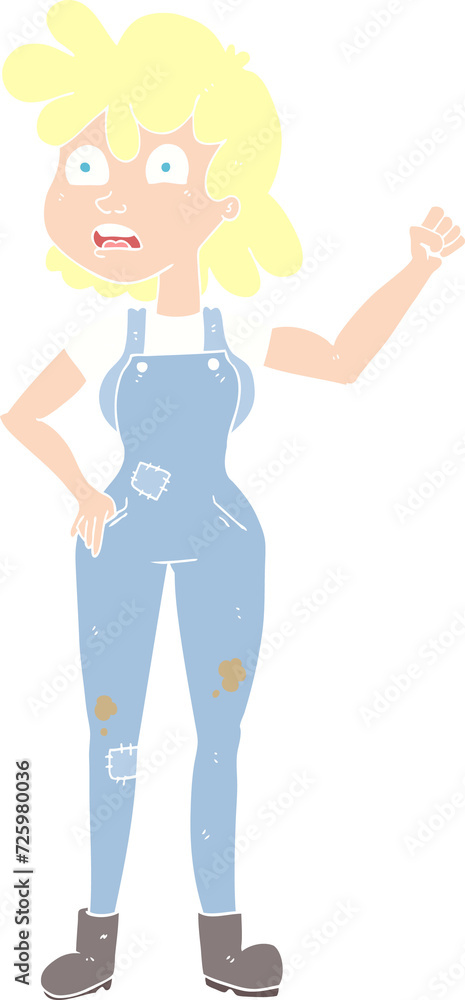 flat color illustration of a cartoon woman shaking fist flat color illustration of a cartoon woman shaking fist