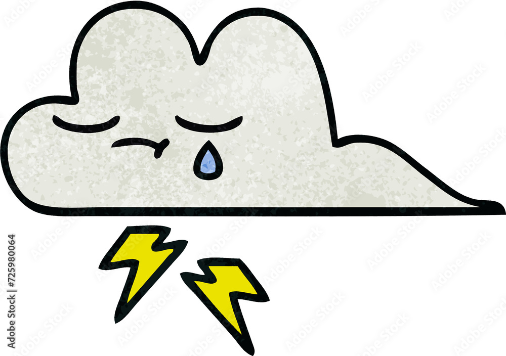 retro grunge texture cartoon thunder cloud retro grunge texture cartoon thunder cloud