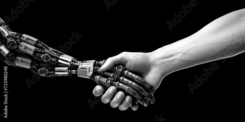 minimalistic design robot hand shake with human