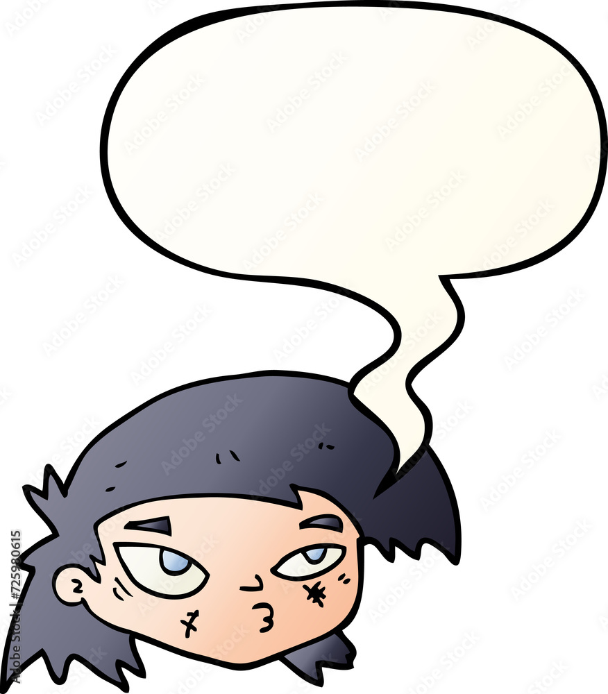 cartoon scratched up face and speech bubble in smooth gradient style cartoon scratched up face and speech bubble in smooth gradient style