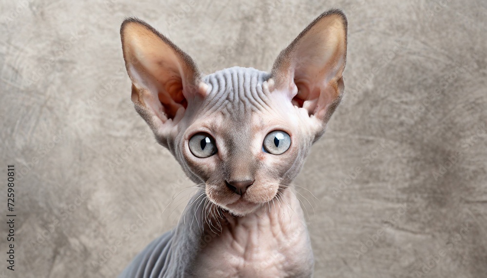 Beautiful cat sphynx on a neutral background.