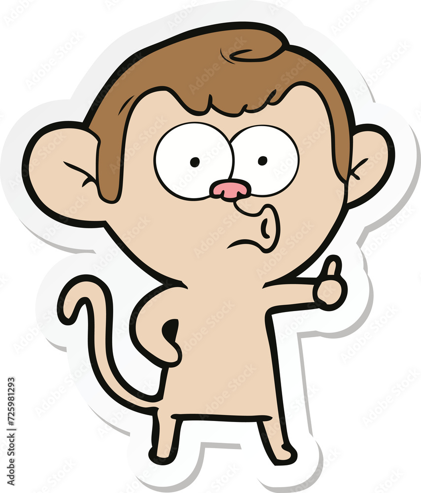 sticker of a cartoon hooting monkey sticker of a cartoon hooting monkey