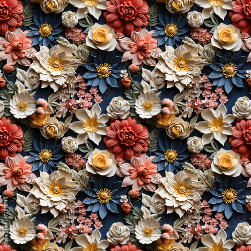 Fabrics embroidered seamless patterns of spring flowers for various creative lovers and home decorating enthusiasts.NO.03