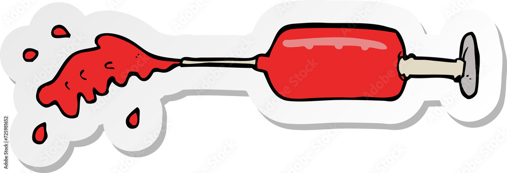sticker of a cartoon squirting medical needle sticker of a cartoon squirting medical needle