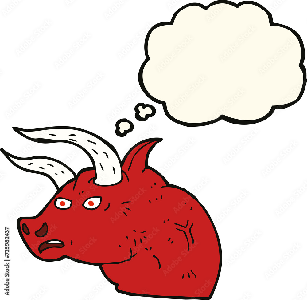 cartoon angry bull head with thought bubble cartoon angry bull head with thought bubble