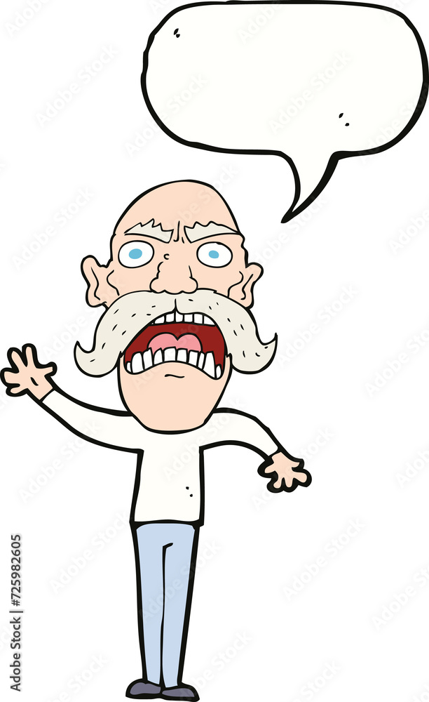 cartoon angry old man with speech bubble cartoon angry old man with speech bubble