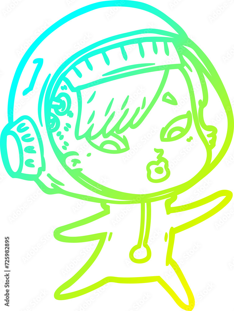 cold gradient line drawing cartoon astronaut woman cold gradient line drawing cartoon astronaut woman
