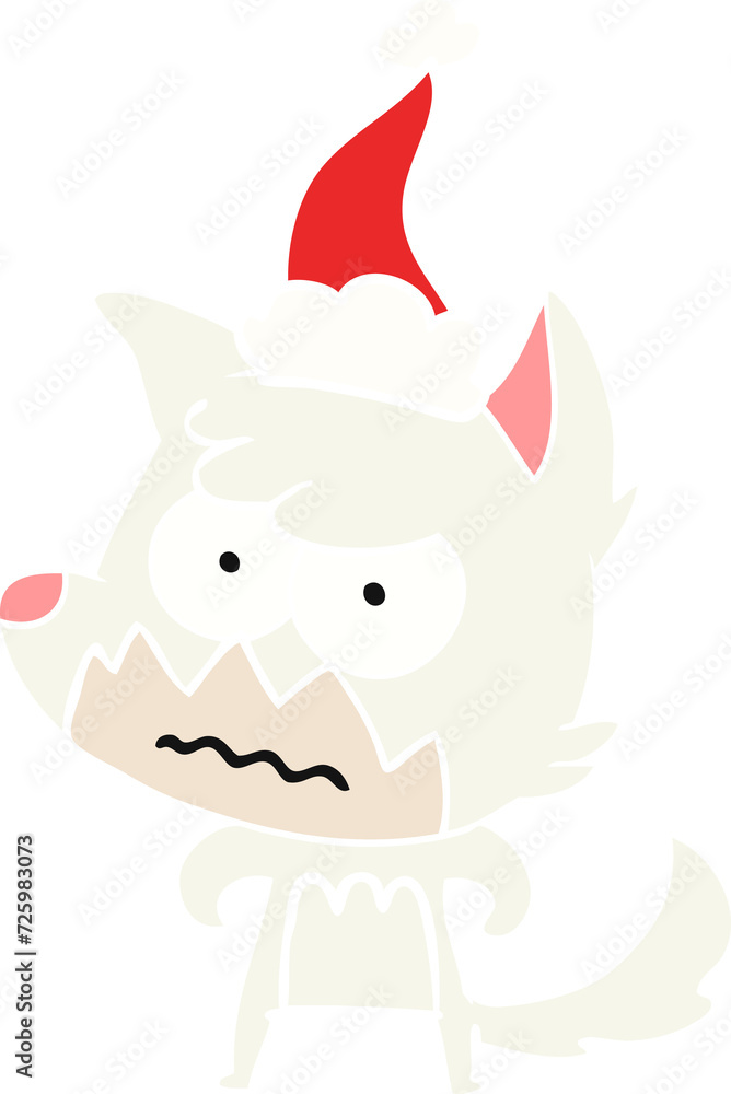 flat color illustration of a annoyed fox wearing santa hat flat color illustration of a annoyed fox wearing santa hat