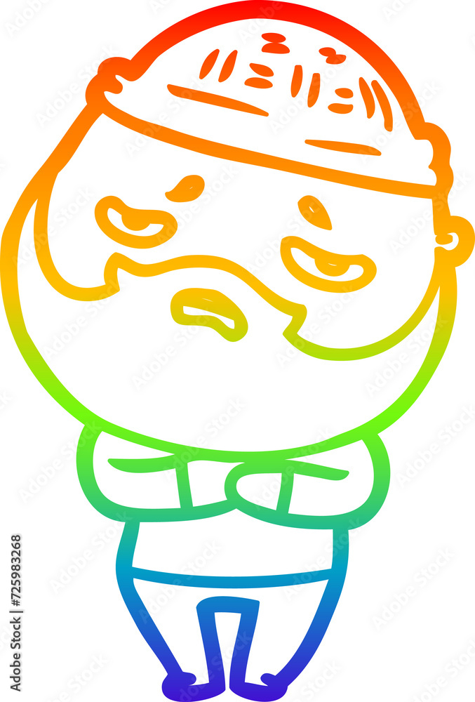 rainbow gradient line drawing cartoon worried man with beard rainbow gradient line drawing cartoon worried man with beard