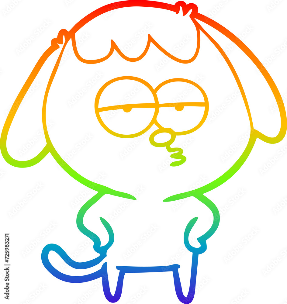 Obraz premium rainbow gradient line drawing cartoon bored dog