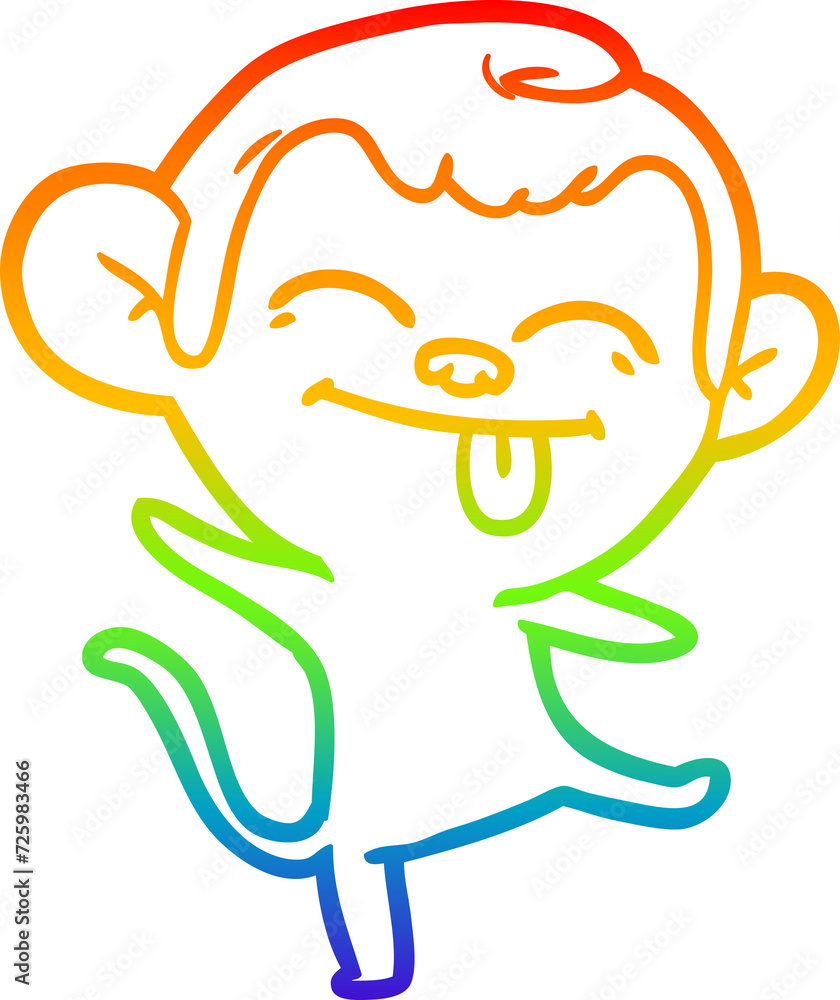 rainbow gradient line drawing funny cartoon monkey dancing rainbow gradient line drawing funny cartoon monkey dancing