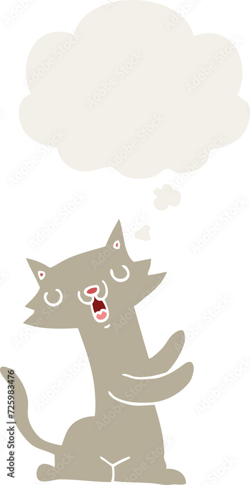 cartoon cat and thought bubble in retro style cartoon cat and thought bubble in retro style