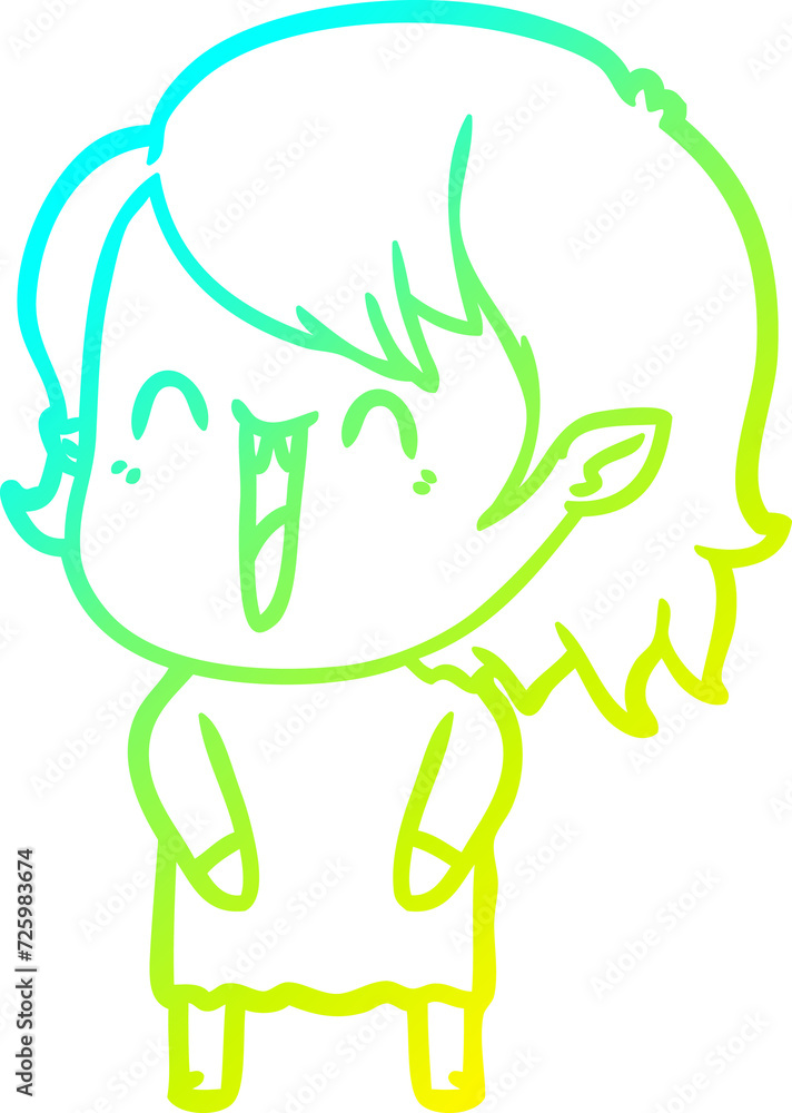 cold gradient line drawing cute cartoon happy vampire girl cold gradient line drawing cute cartoon happy vampire girl