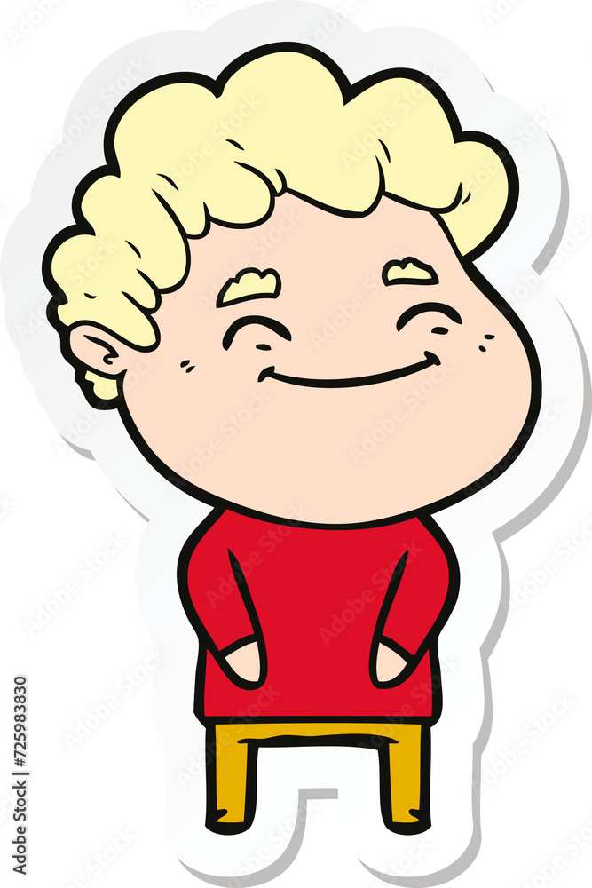 sticker of a cartoon friendly man sticker of a cartoon friendly man