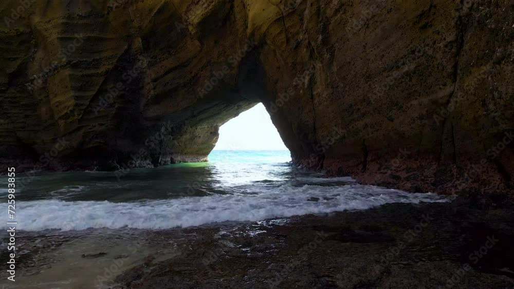 Cinematic aerial shot of Ryugukutsu Sea Cave in Izu peninsula in Shizuoka prefecture, Japan Cinematic aerial shot of Ryugukutsu Sea Cave in Izu peninsula in Shizuoka prefecture, Japan