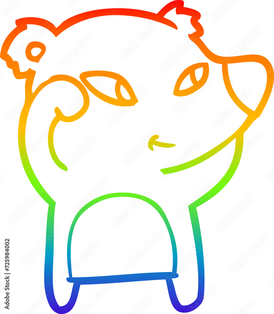 Obraz premium rainbow gradient line drawing cute cartoon bear