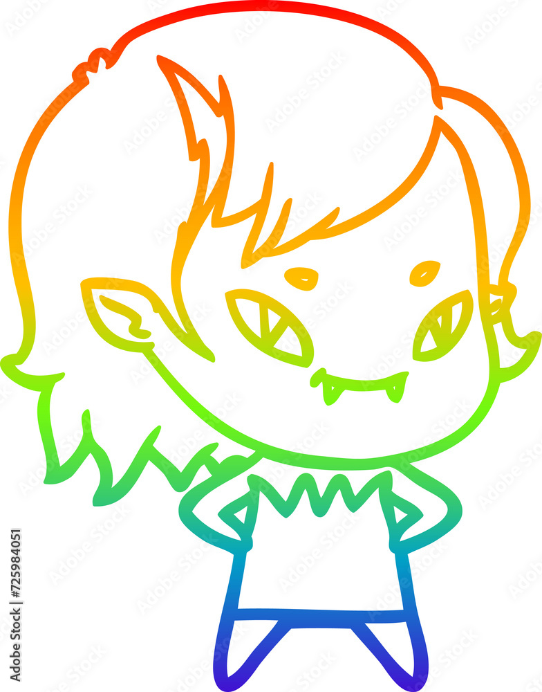 rainbow gradient line drawing cartoon friendly vampire girl rainbow gradient line drawing cartoon friendly vampire girl