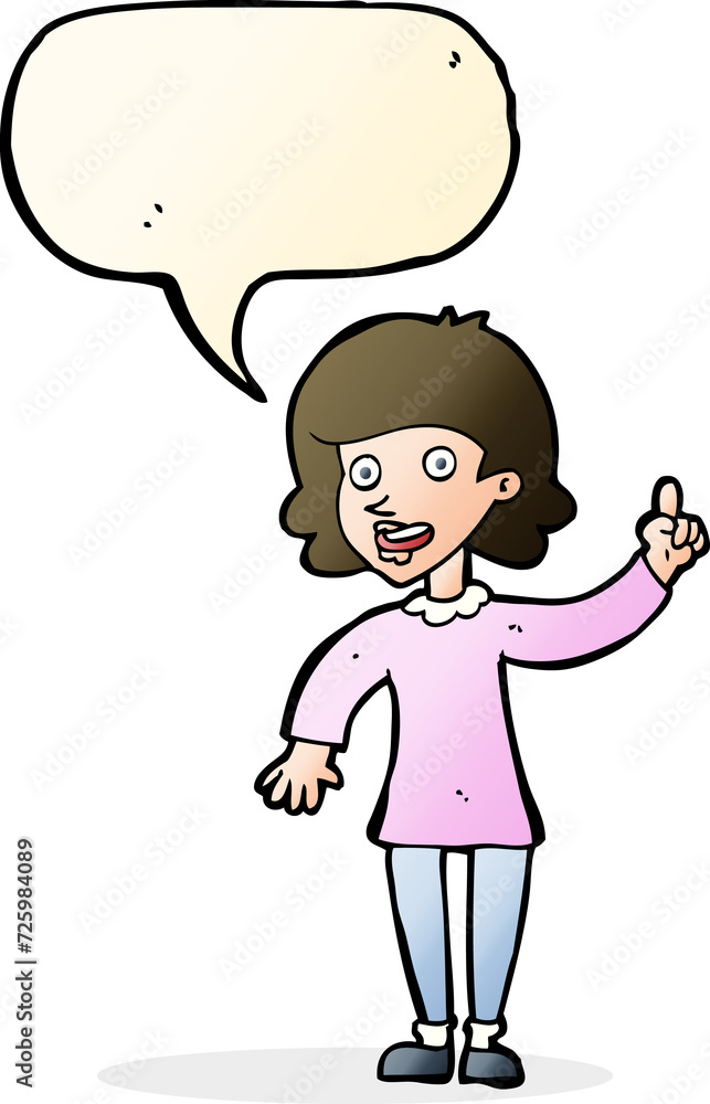 cartoon woman with idea with speech bubble cartoon woman with idea with speech bubble
