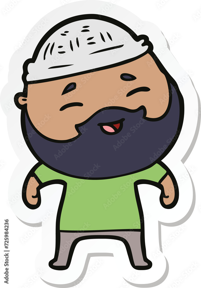 sticker of a cartoon happy bearded man sticker of a cartoon happy bearded man
