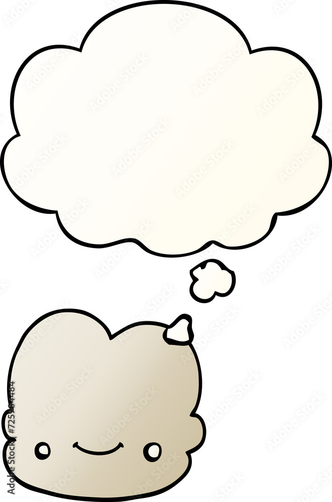 cartoon cloud and thought bubble in smooth gradient style cartoon cloud and thought bubble in smooth gradient style
