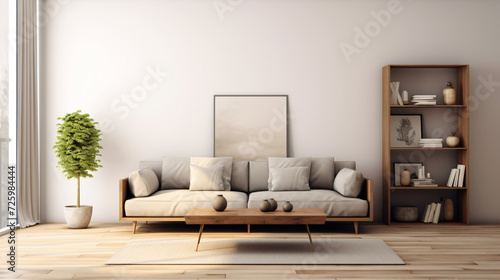 Modern Scandinavian living room with design sofa.