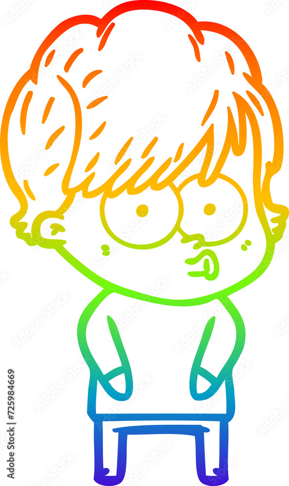 rainbow gradient line drawing cartoon woman rainbow gradient line drawing cartoon woman