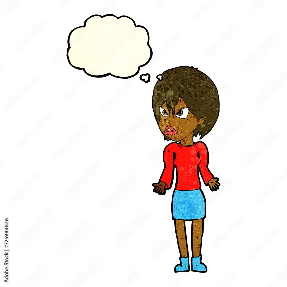 cartoon annoyed woman with thought bubble cartoon annoyed woman with thought bubble
