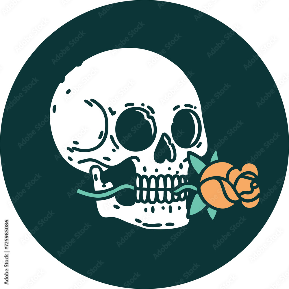 tattoo style icon of a skull and rose tattoo style icon of a skull and rose