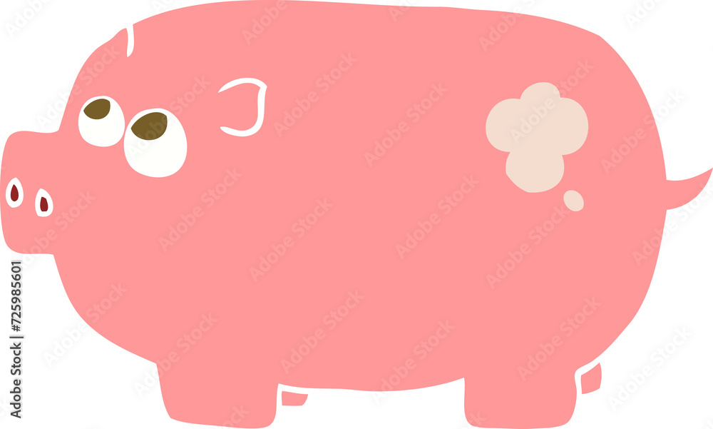 flat color illustration of a cartoon piggy bank flat color illustration of a cartoon piggy bank