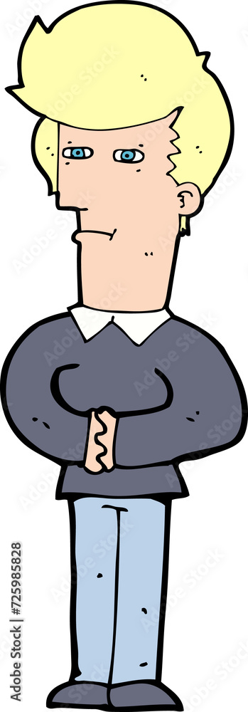 Naklejka premium cartoon man narrowing his eyes