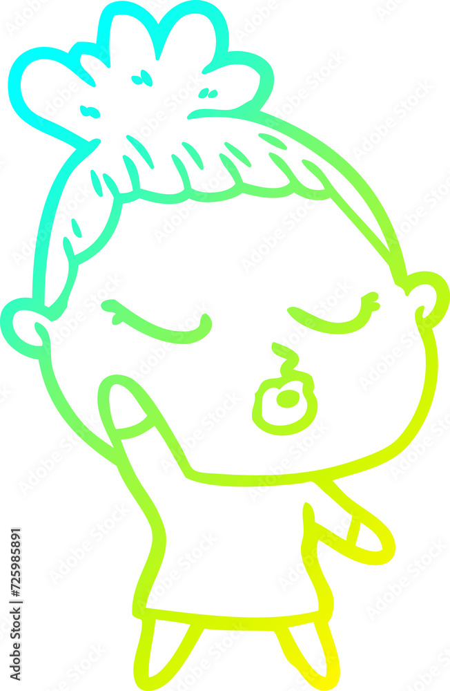 cold gradient line drawing cartoon calm woman cold gradient line drawing cartoon calm woman