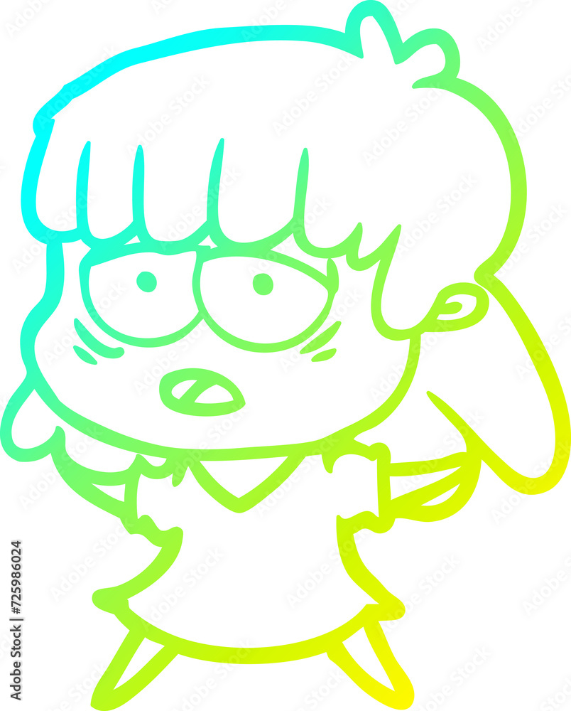 cold gradient line drawing cartoon tired woman cold gradient line drawing cartoon tired woman
