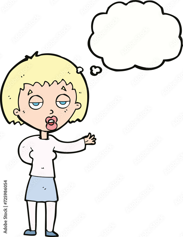 cartoon bored woman with thought bubble cartoon bored woman with thought bubble