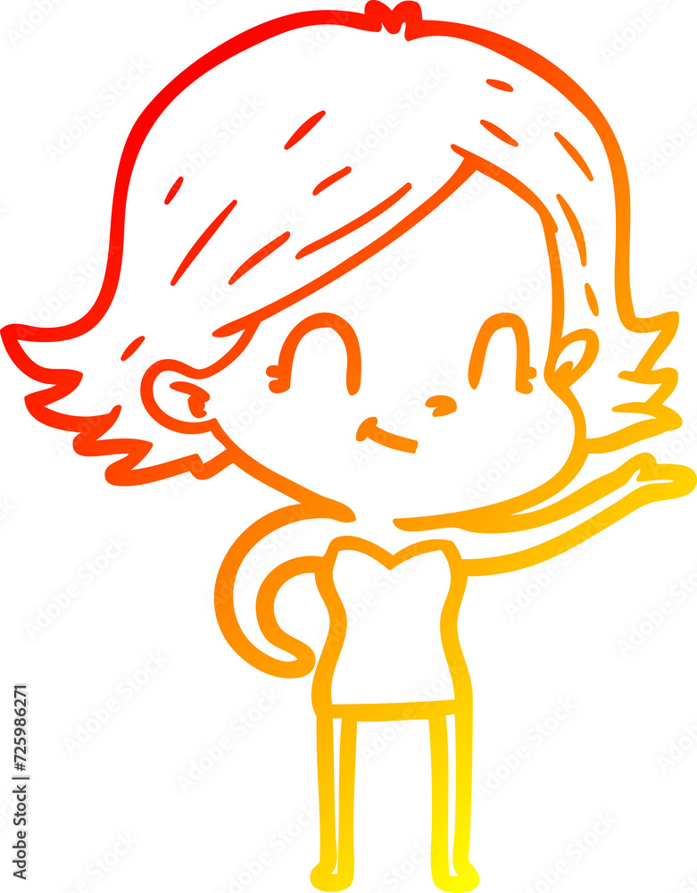 warm gradient line drawing cartoon friendly girl warm gradient line drawing cartoon friendly girl