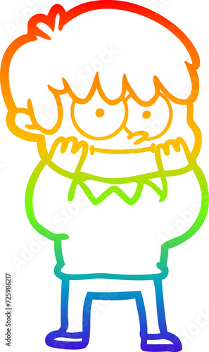 rainbow gradient line drawing happy cartoon man