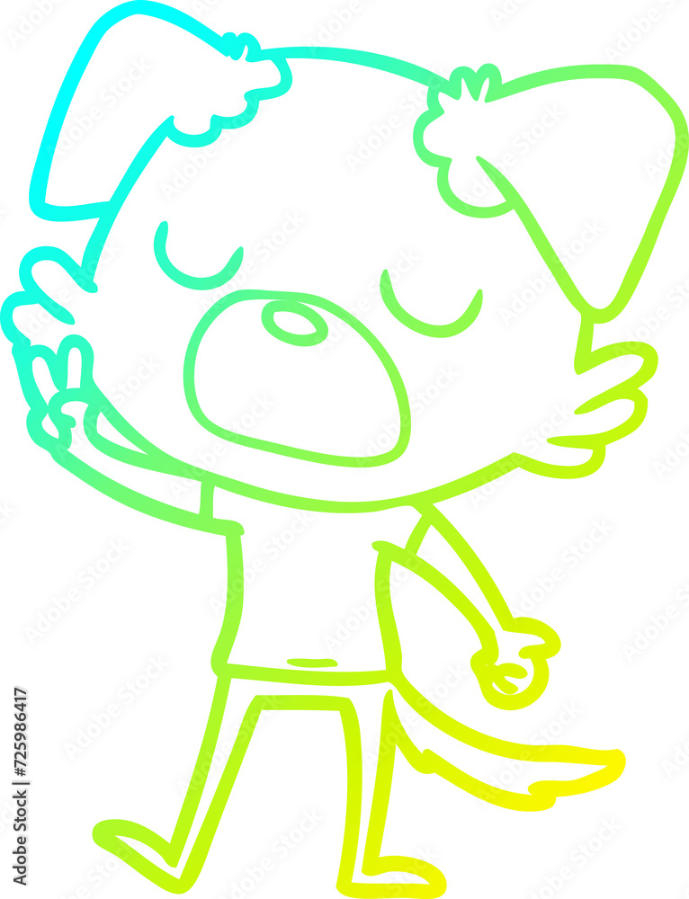 Fototapeta premium cold gradient line drawing cartoon dog