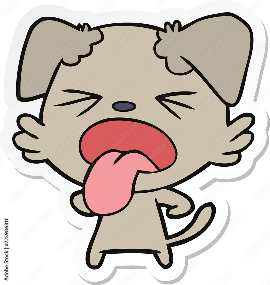 sticker of a cartoon disgusted dog sticker of a cartoon disgusted dog