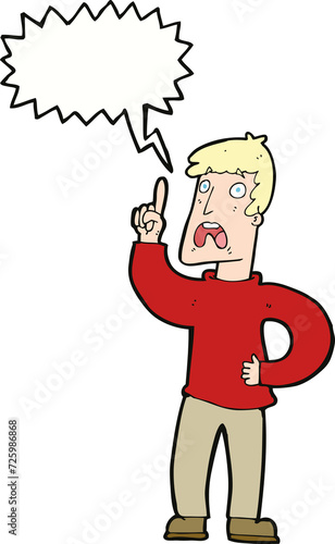 Photography cartoon man with complaint with speech bubble